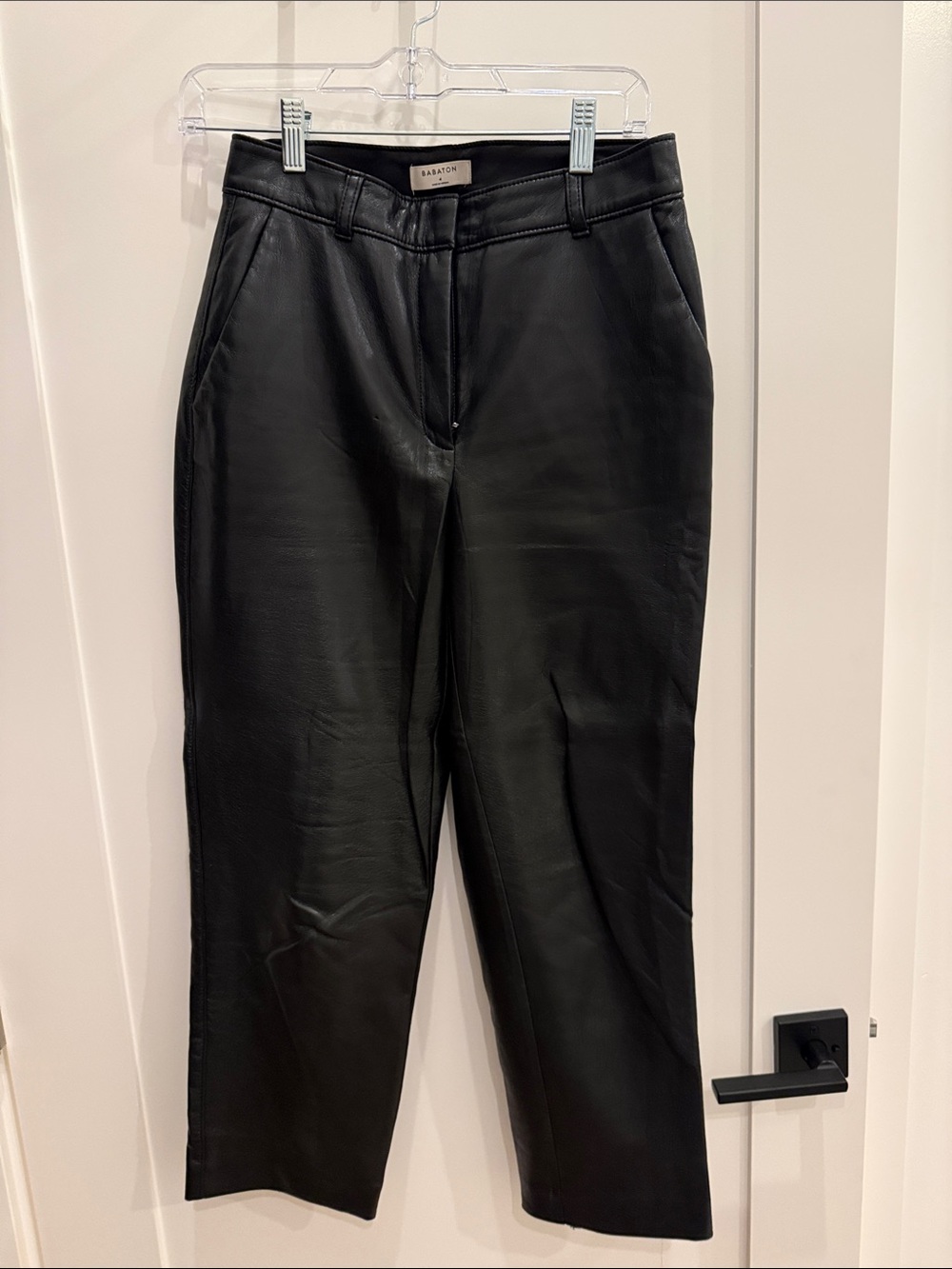 Babaton Black Leather Women’s Trousers - Straight Tailored Fit
